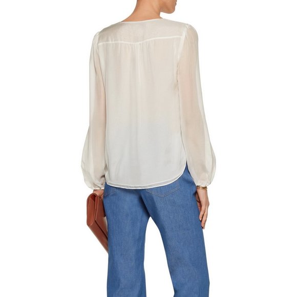 NWT Diane von Furstenberg DVF Silk Embroidered Blouse-V-Neck Top-Work to Weekend - Picture 6 of 16